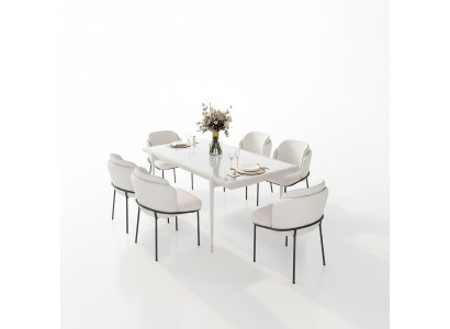 Stoel Stoelen Bekleding Textiel Stof Set Compleet Ontwerper Fauteuil 6x