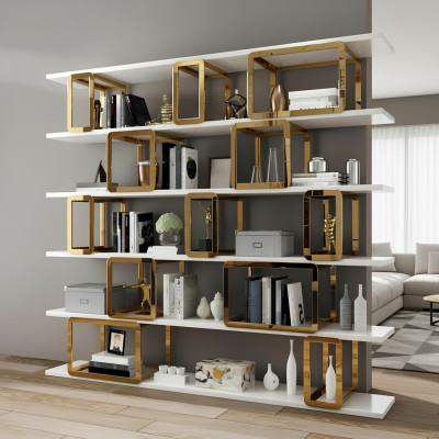 Ontwerp scheidingswandplank Woonkamerkasten Roestvrijstalen planken Boekenkast Nieuw