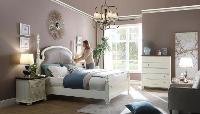 Bed nachtkastje kruk 4-delige slaapkamer set Ontwerp Modern Luxe Bedden Nieuw.