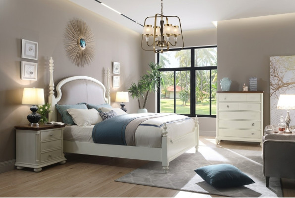Bed nachtkastje kruk 4-delige slaapkamer set Ontwerp Modern Luxe Bedden Nieuw.