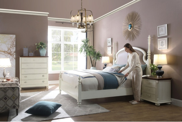 Bed nachtkastje ladekast 3-delige slaapkamer set design modern luxe bedden nieuw