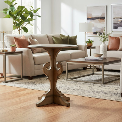 Bank Tafel Hout Bank Rond Bijzet Ontwerp Tafels Landhuis Woonkamer