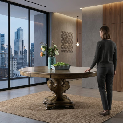 Designer eettafel luxe eetkamertafels gestoffeerde houten tafel Rond meubilair