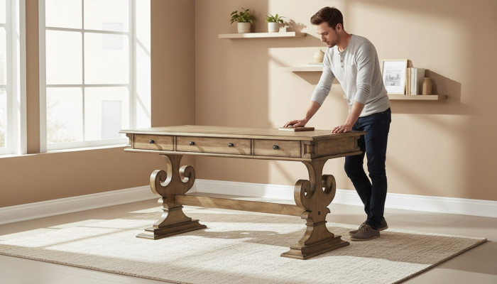 Tafel Bureau Tafel Werktafel Chef Kantoor Meubels CEO Bruin Nieuw
