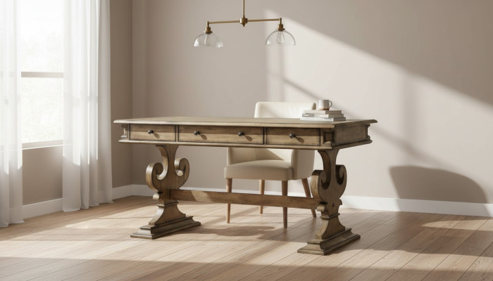 Tafel Bureau Tafel Werktafel Chef Kantoor Meubels CEO Bruin Nieuw