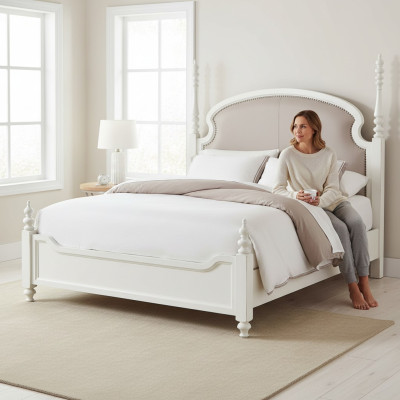 Luxe slaapkamer bed gestoffeerd design 180x200cm hotel tweepersoonsbed textiel nieuw.