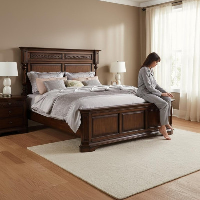 Houten bed Bed Tweepersoonsbed Massief hout Slaapkamer Hotel 180x200cm Nieuw Bedden Nieuw