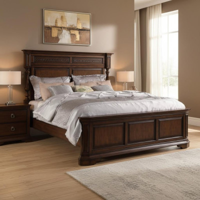 Houten bed Bed Tweepersoonsbed Massief hout Slaapkamer Hotel 180x200cm Nieuw Bedden Nieuw