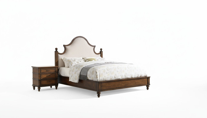 Bed 2x Bedside table 3 pcs. Bedroom set design Upholstered furniture Luxury beds New