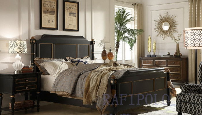 Slaapkamer houten bed Echt houten bed Hotel 180x200 Stijl Massieve meubels Bedden