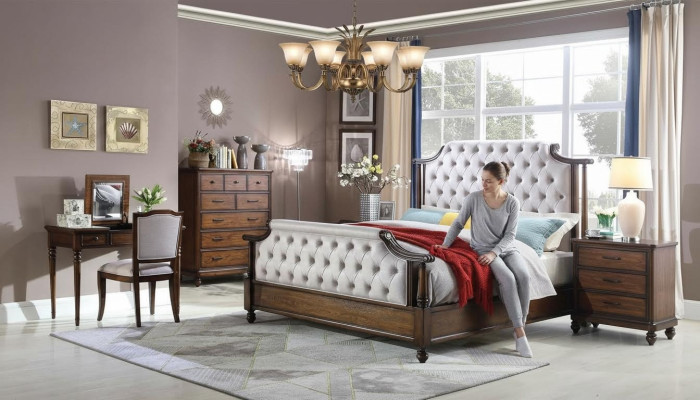 Ontwerp Slaapkamer 6-delig Slaapkamer Compleet Set Bed Nachtkastje Commode Nieuw