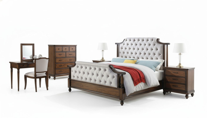 Ontwerp Slaapkamer 6-delig Slaapkamer Compleet Set Bed Nachtkastje Commode Nieuw