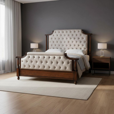 Bed bekleding ontwerp luxe dubbele hotelbedden slaapkamer leer Chesterfield
