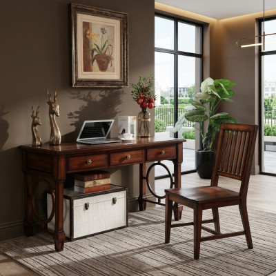 Schrijftafel 2-delig set kantoorinrichting tafel hout design meubels kast computer