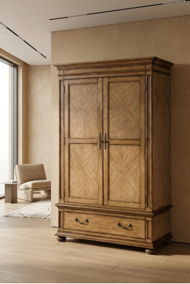 Ontwerper slaapkamer kast glazen kasten muur kleding luxe houten landhuis