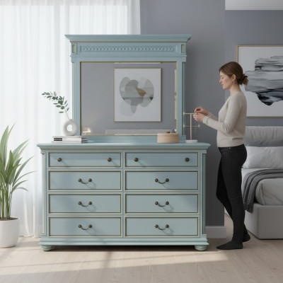 Elegante stijl meubels slaapkamer ladekast kast klassieke dressoir met spiegel
