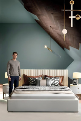 Ontwerper bed slaapkamer tweepersoonsbed bedden lederen hotel luxe bekleding 180/200cm