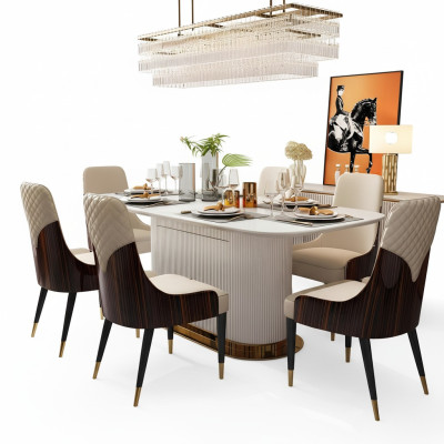 Luxe Edelhouten Lederen Stoelen Stoel Groep Set van 6 Armstoelen