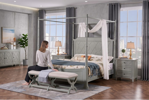 Slaapkamer compleet set in landelijke stijl modern bed nachtkastje 5-delig. Nieuw.