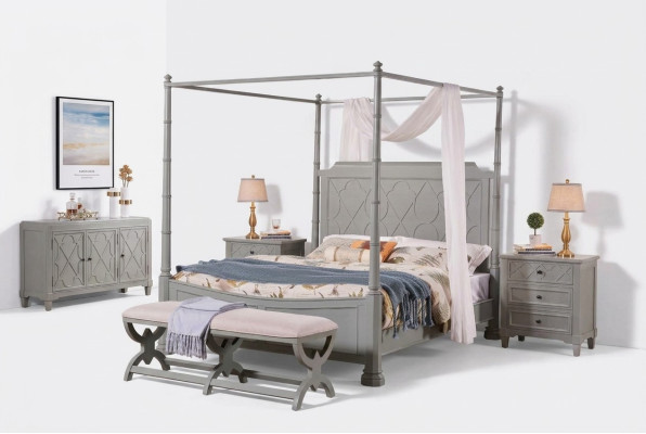 Slaapkamer compleet set in landelijke stijl modern bed nachtkastje 5-delig. Nieuw.