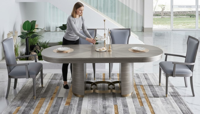 Klassieke design eettafel + 4 stoelen set meubelgroep 5-delig.