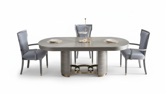 Klassieke design eettafel + 4 stoelen set meubelgroep 5-delig.