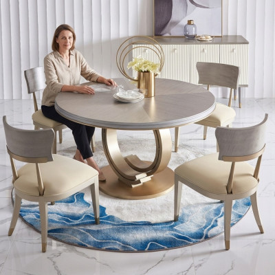 Ontwerper eettafel luxe eetkamertafels gestoffeerde houten roestvrijstalen tafel Rond