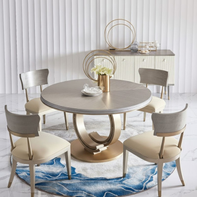 Ontwerper eettafel luxe eetkamertafels gestoffeerde houten roestvrijstalen tafel Rond