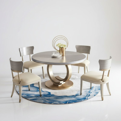 Ontwerper eettafel luxe eetkamertafels gestoffeerde houten roestvrijstalen tafel Rond