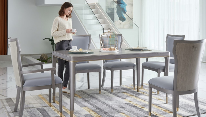 Volledige set eettafel + 6 stoelen eetkamerdecoratie set eetgroep tafel