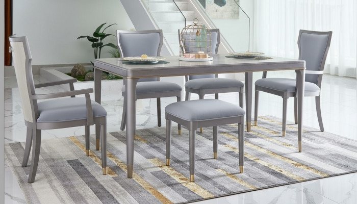 Volledige set eettafel + 6 stoelen eetkamerdecoratie set eetgroep tafel