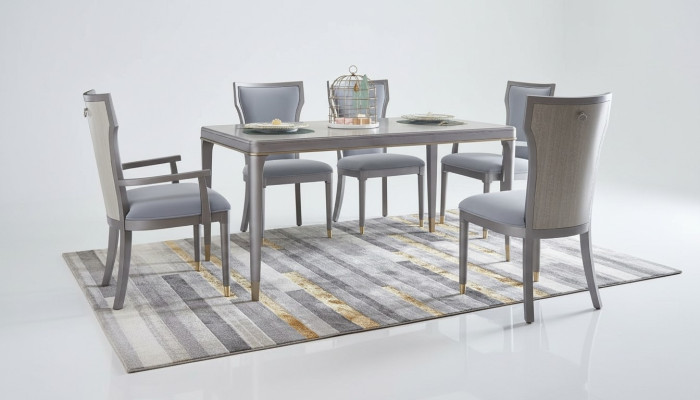 Volledige set eettafel + 6 stoelen eetkamerdecoratie set eetgroep tafel