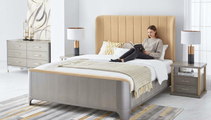 Ontwerp Bed Klassieke gestoffeerde bedden Designer Tweepersoonsbed 180x200cm Bedframe