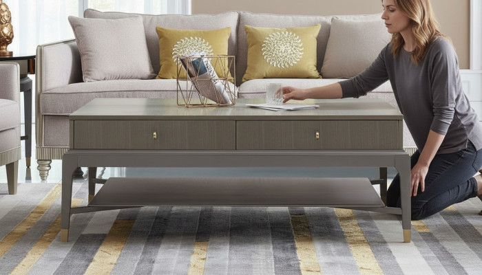 Klassieke tafel Salontafel Bijzettafel Ontwerp Bank Woonkamer Hout