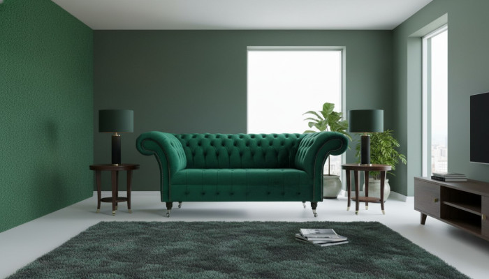 Chesterfield Groene 2-zitsbank Gestoffeerde banken Bankstellen Design Bank Club Textiel