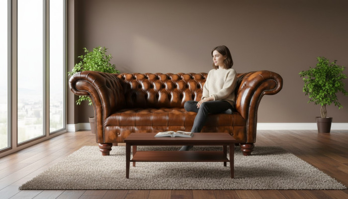 Ontwerp Chesterfield Bankstel 2 Zits Bruin Bank Beklede Banken Woonkamer Bank Nieuw