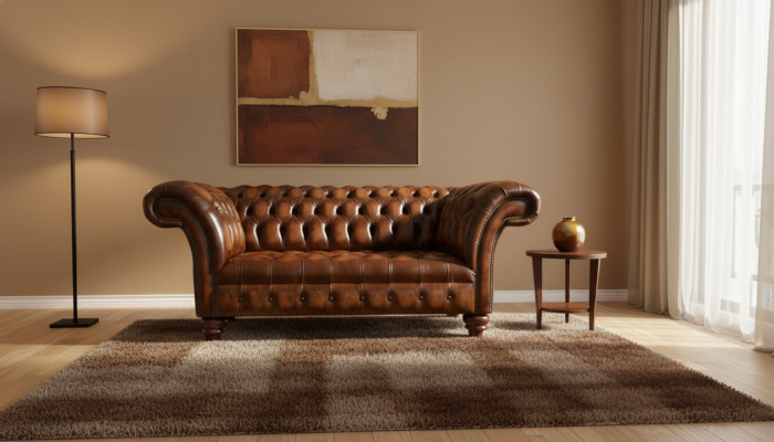 Ontwerp Chesterfield Bankstel 2 Zits Bruin Bank Beklede Banken Woonkamer Bank Nieuw