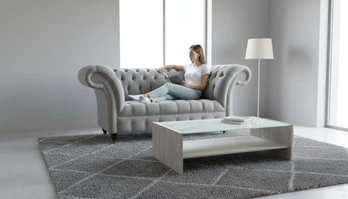 Chesterfield fauteuil bank gestoffeerde bank stof banken 1,5-zits 1-zits
