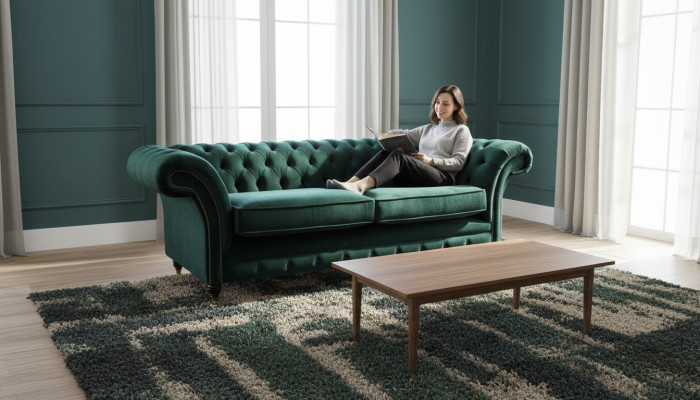 Klassieke Chesterfield bank Beklede Sofa Sofas Fluweel 3-zits Chester
