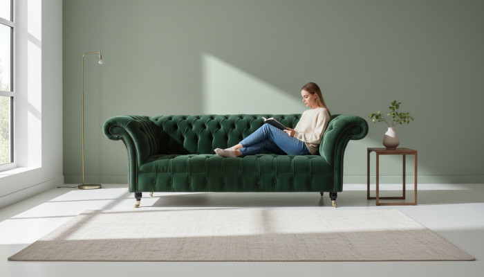 Chesterfield 3-zits banken Beklede zitbank Bankstel Grootbanken