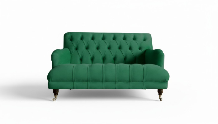 Chesterfield fauteuil bank gestoffeerde bank banken 1,5 zits éénzits groen textiel