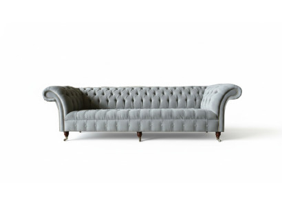 Grijze Big Sofa Couch Chesterfield 265cm Gestoffeerde Bankstellen 4-zits Leer