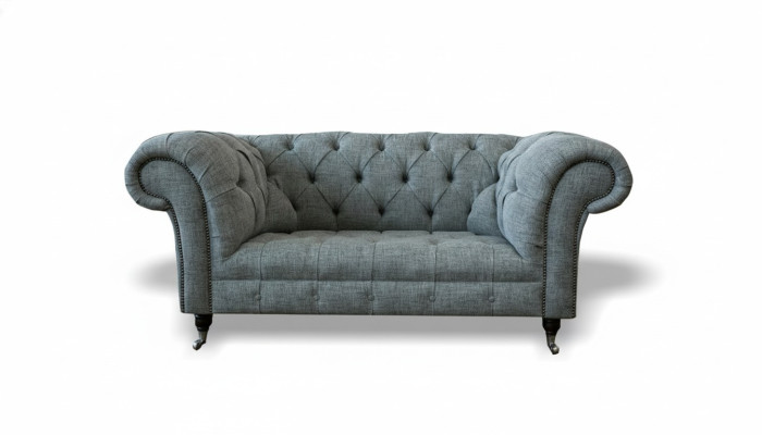 Chesterfield Design Luxe gestoffeerde bankstel van leer en textiel.