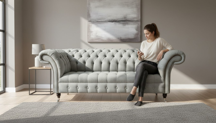 Chesterfield 3-zits designerbank banken bekleden banken stof textiel