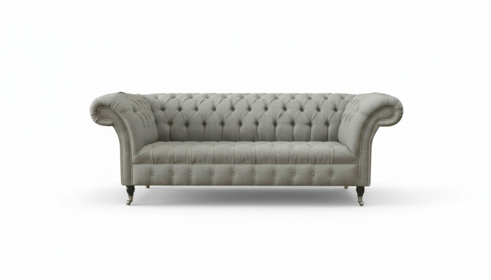 Grijze Chesterfield sofa bank stoffen lederen bank fluwelen set
