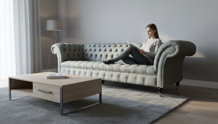 xxl Grote bank Chesterfield 265cm gestoffeerde banken 4-zits textiel modern.  xxl Grote Chesterfield-bank 265cm gestoffeerde banken 4-zits textiel modern.