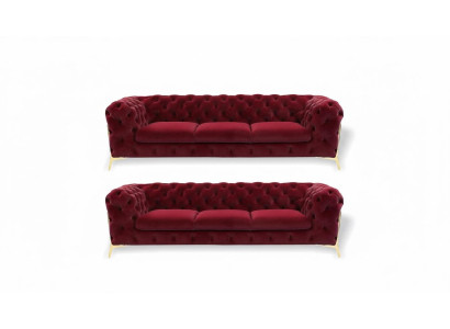 Chesterfield bank fluwelen bank bekleding zitbank 3+3 zitbankstel design bankstellen banken