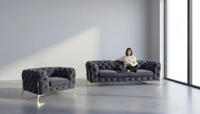 Italië meubels bankstel 3+1 zits designbank gestoffeerde banken Chesterfield.