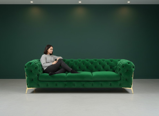 Bankstel 3-zits designbanken gestoffeerde banken leer ontspanning Chesterfield zitmeubelen