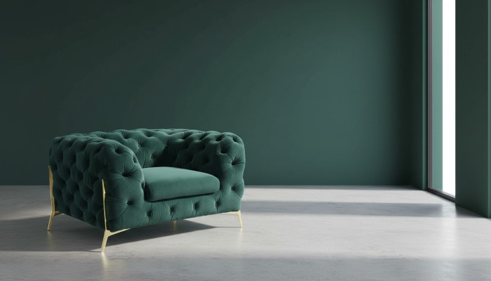 Chesterfield oorfauteuil fauteuil 1-zits bank bank gestoffeerd banken textiel nieuw